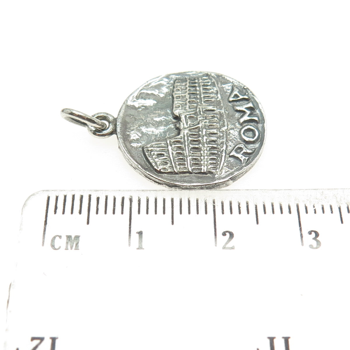 925 Sterling Silver Vintage "Roma Napoli" Colosseum Oxidized Pendant