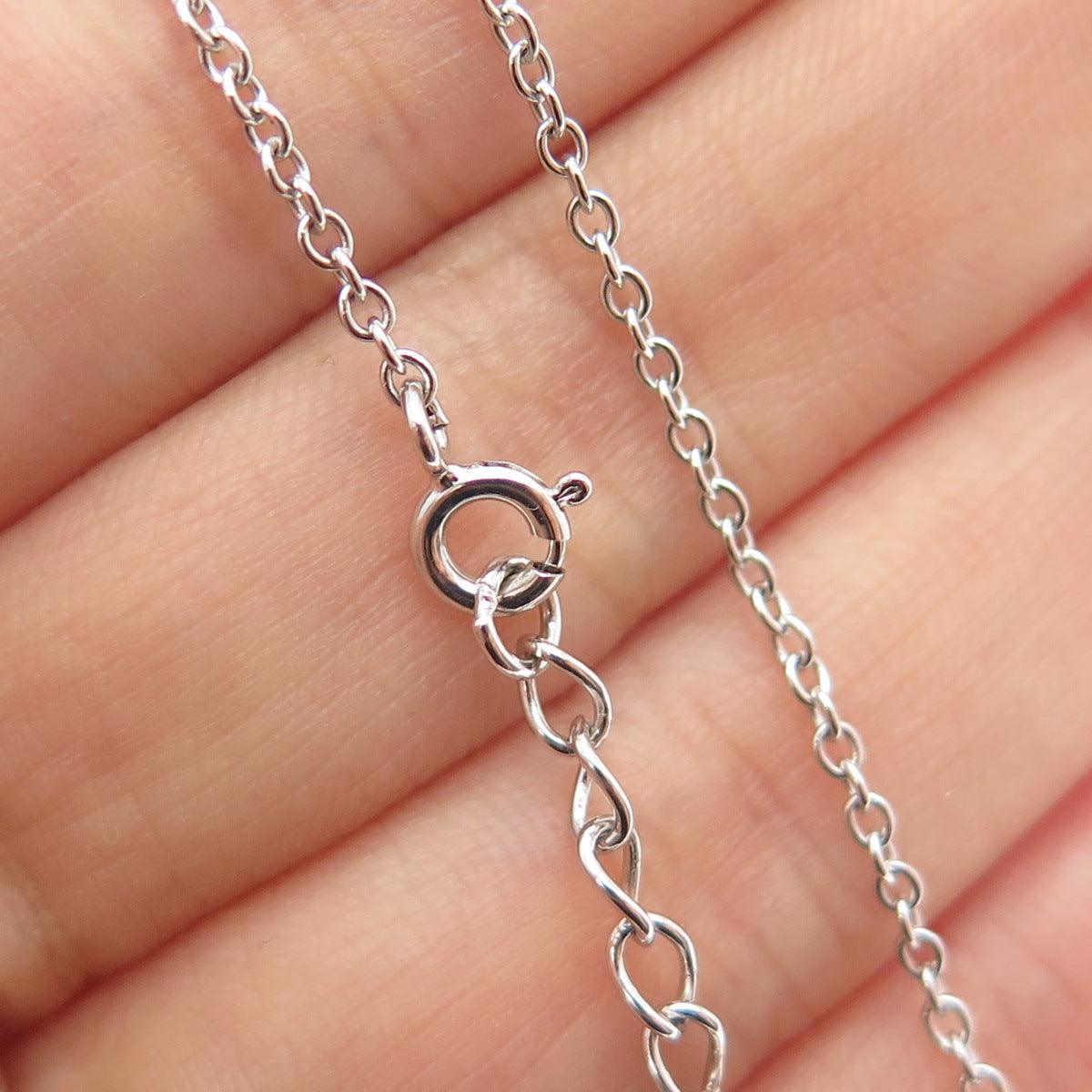 925 Sterling Silver Angel Cable Chain Necklace 16-18"