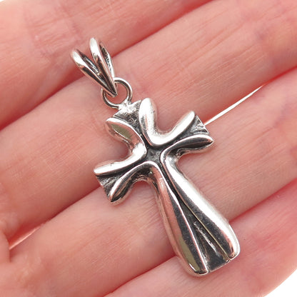 925 Sterling Silver Vintage Cross Oxidized Charm Pendant