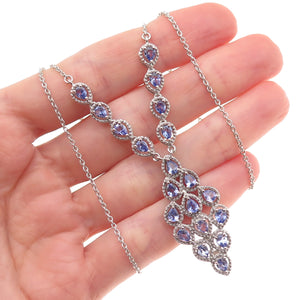 Chuck Clemency 925 Sterling Silver Real Tanzanite Cable Chain Necklace 18"