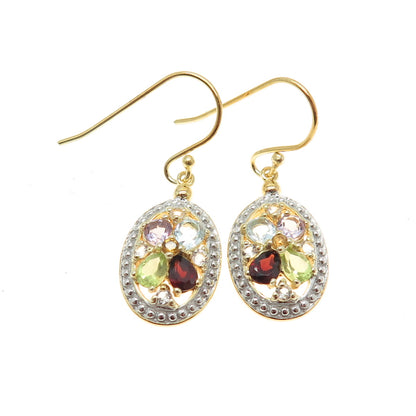 DBJ DEE BERKLE Sterling 2-Tone Topaz Peridot Amethyst Citrine & Garnet Earrings