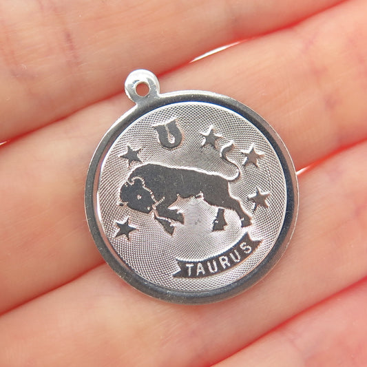 925 Sterling Silver Vintage Taurus Zodiac Sign Charm Pendant