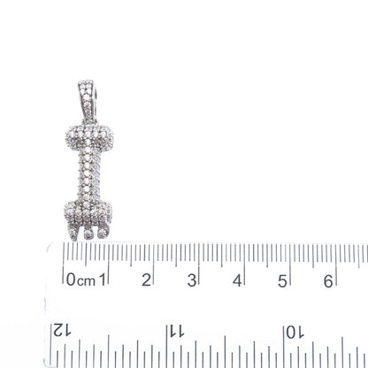 925 Sterling Silver Round-Cut C Z Sparkle Melted Letter I Initial Charm Pendant