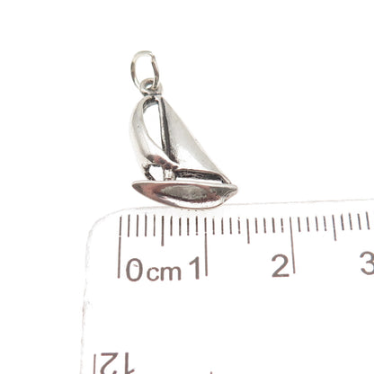 Maisels Indian 925 Sterling Silver Vintage Sailboat Oxidized Mini Charm Pendant
