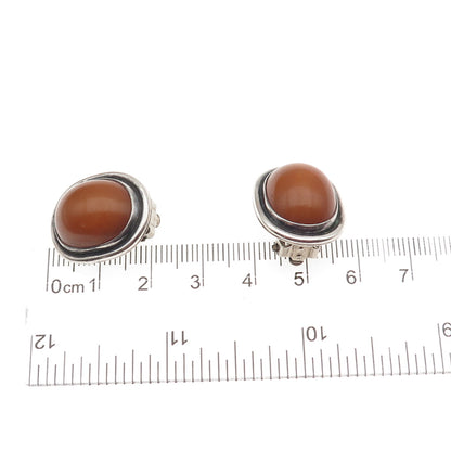 TSJC Tom Jenny Schlecht 925 Sterling Silver Vintage Real Amber Clip On Earrings
