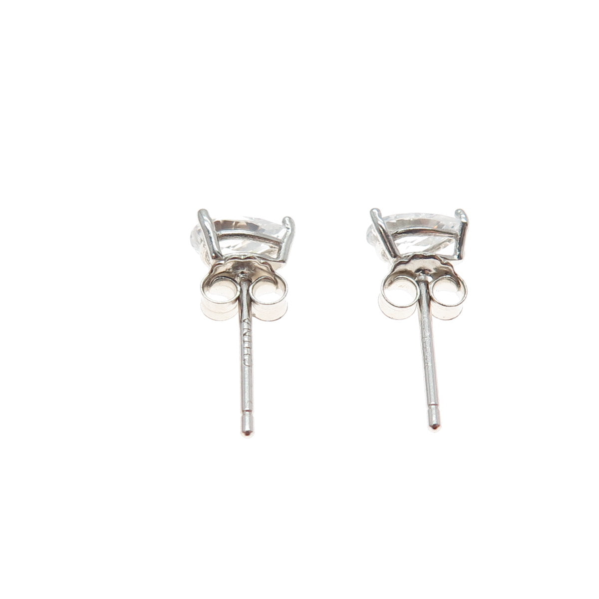 925 Sterling Silver Pear-Cut C Z Stud Earrings