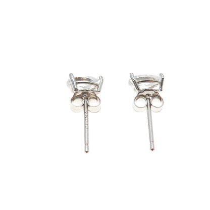 925 Sterling Silver Pear-Cut C Z Stud Earrings