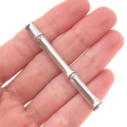 John Hardy 925 Sterling Silver Vintage Bamboo Bar Oxidized Pin Brooch