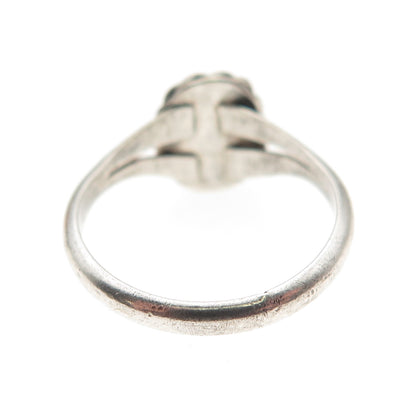 Old Pawn Sterling Silver Vintage Southwestern Turquoise Tribal Ring Size 6.25