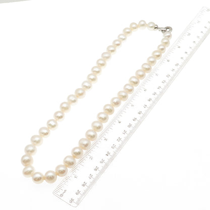 LUCAS LAMETH 925 Sterling Silver Vintage Real Baroque Pearl Beaded Necklace 20"