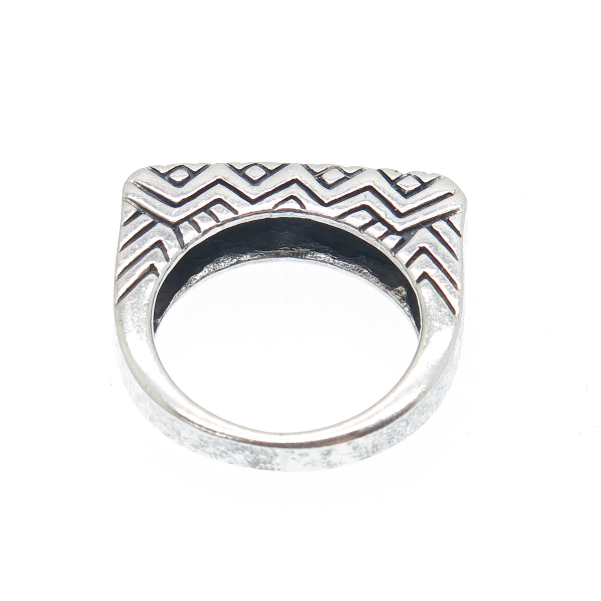 925 Sterling Silver Vintage Ethnic Oxidized Bar Dome Ring Size 6