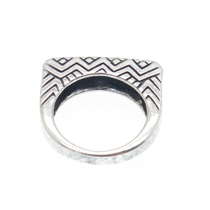 925 Sterling Silver Vintage Ethnic Oxidized Bar Dome Ring Size 6