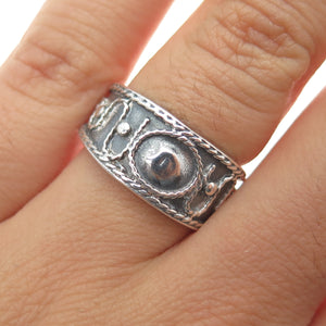 925 Sterling Silver Vintage Modernist Swirl Oxidized Ring Size 6.75