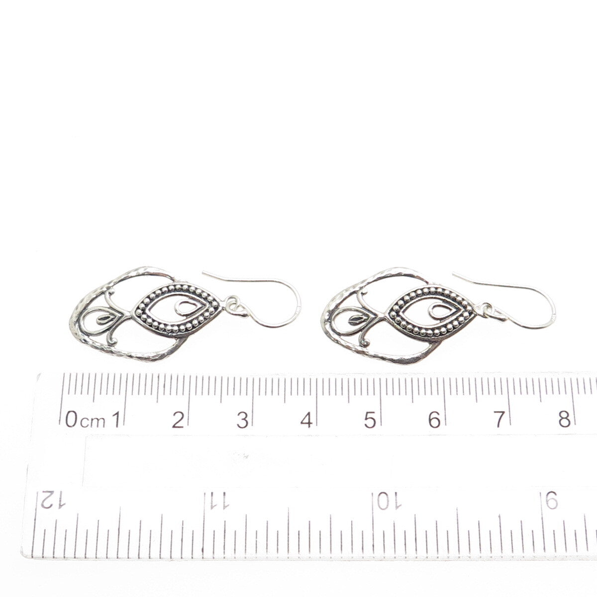 925 Sterling Silver Vintage Boho / Ethnic Dangle Hook Earrings