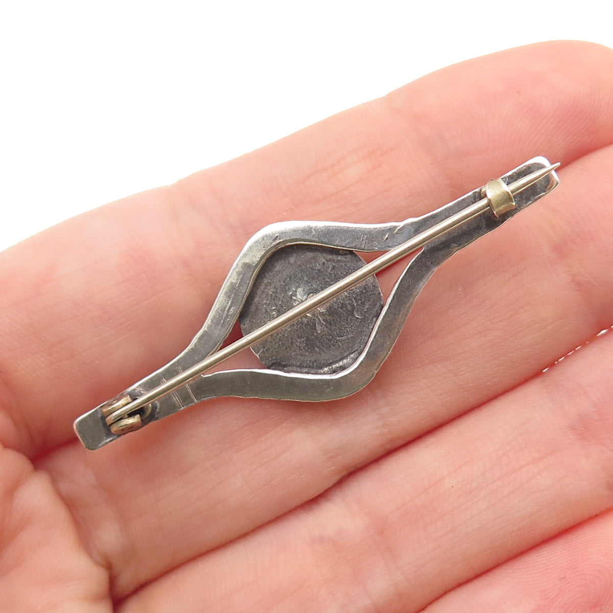 Old Pawn 925 Sterling Silver Vintage Southwestern Turquoise Flower Pin Brooch