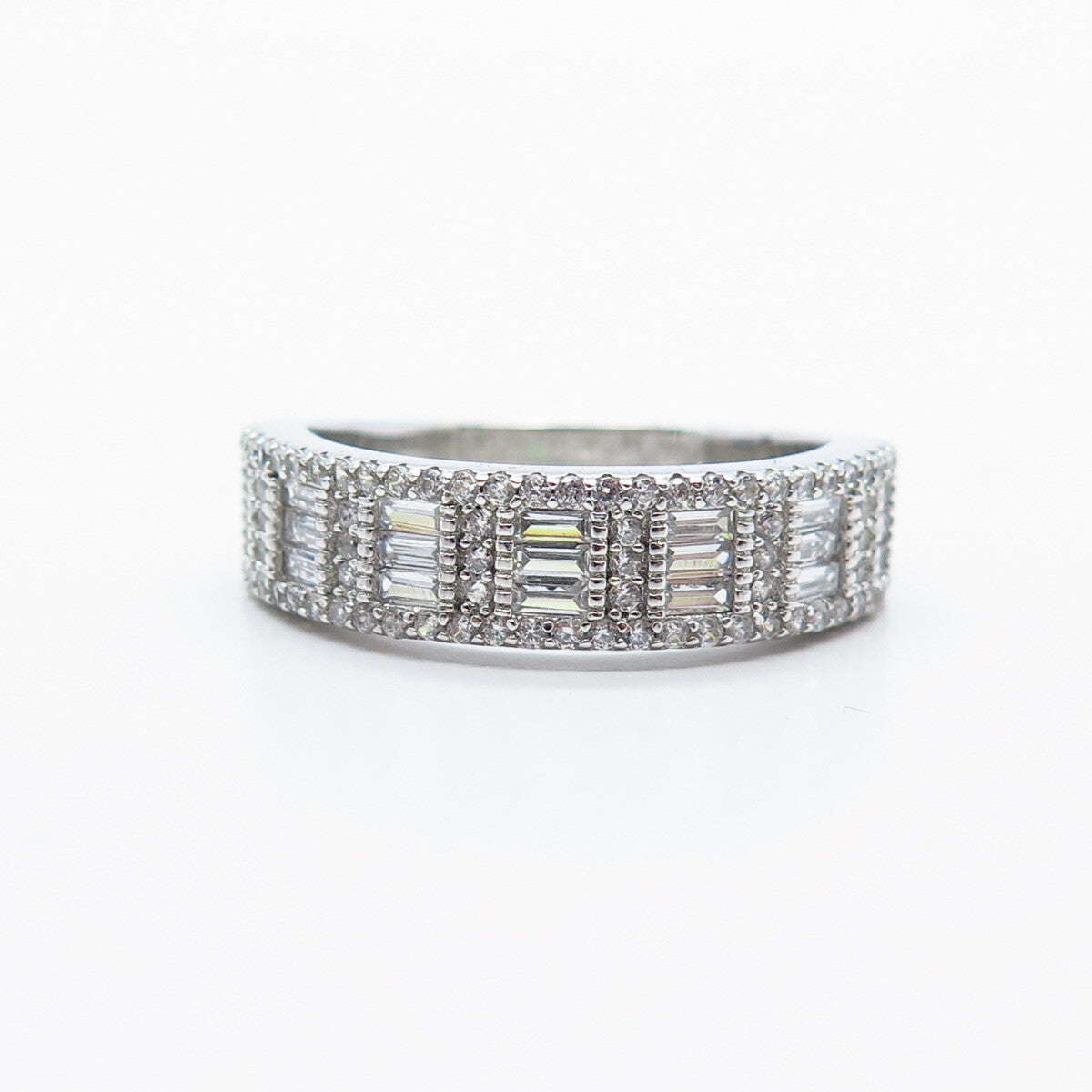 925 Sterling Silver Pave C Z Ring Size 10.25