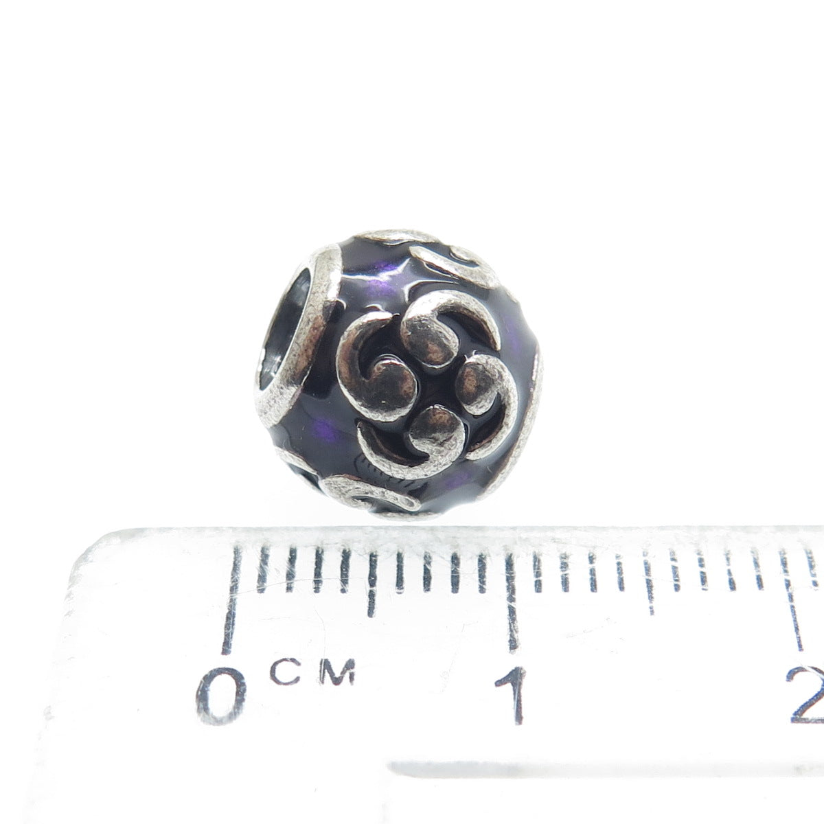 PANDORA 925 Sterling Silver Purple Enamel Zen Bead Charm