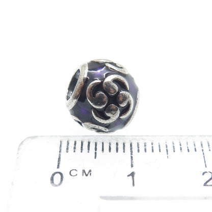 PANDORA 925 Sterling Silver Purple Enamel Zen Bead Charm