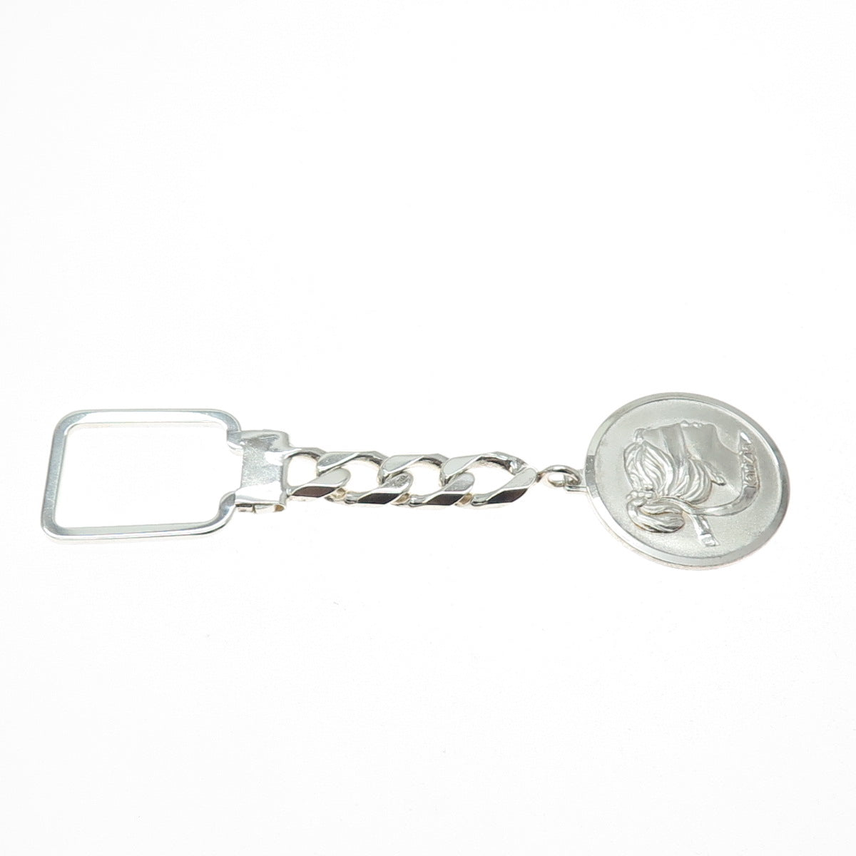925 Sterling Silver Vintage Italy Karizia SPA Logo Key Chain Fob Ring Holder