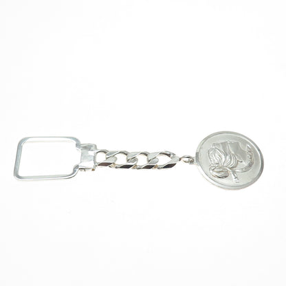 925 Sterling Silver Vintage Italy Karizia SPA Logo Key Chain Fob Ring Holder