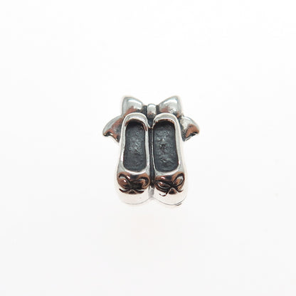 CHAMILIA 925 Sterling Silver Ballet Bow Shoes Slide Bead Charm