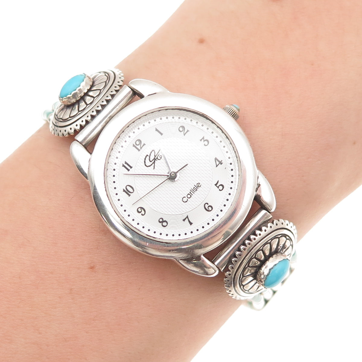 Carolyn Pollack Carlisle Quoc Turquoise Old Pawn Sterling Vintage Watch 7.25"