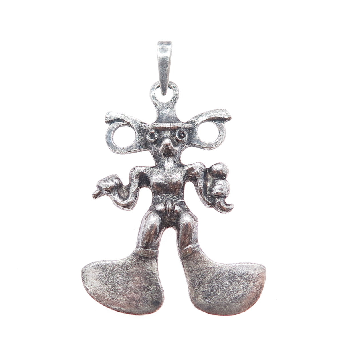 925 Sterling Silver Vintage Cowboy Modernist Oxidized Charm Pendant