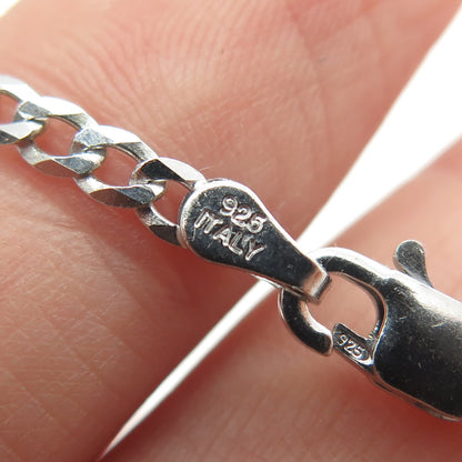 925 Sterling Silver Italy Flat Curb Chain Necklace 18"