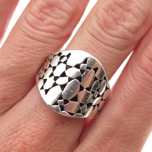 925 Sterling Silver Vintage Modernist Oxidized Ring Size 7