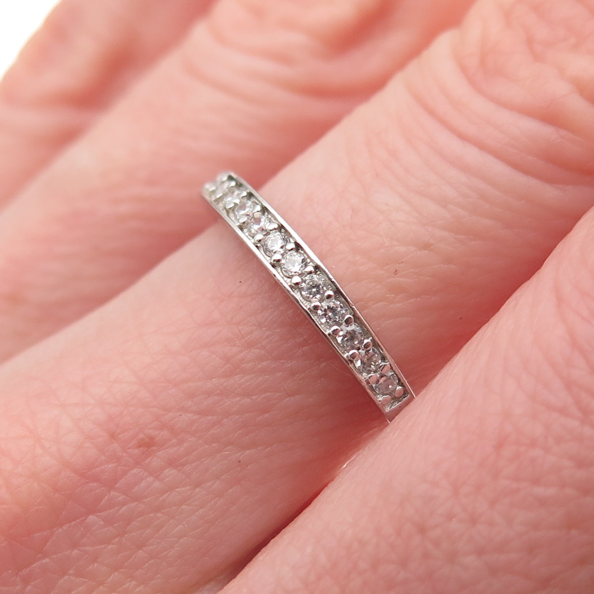 925 Sterling Silver Round-Cut C Z Half Eternity Band Ring Size 7