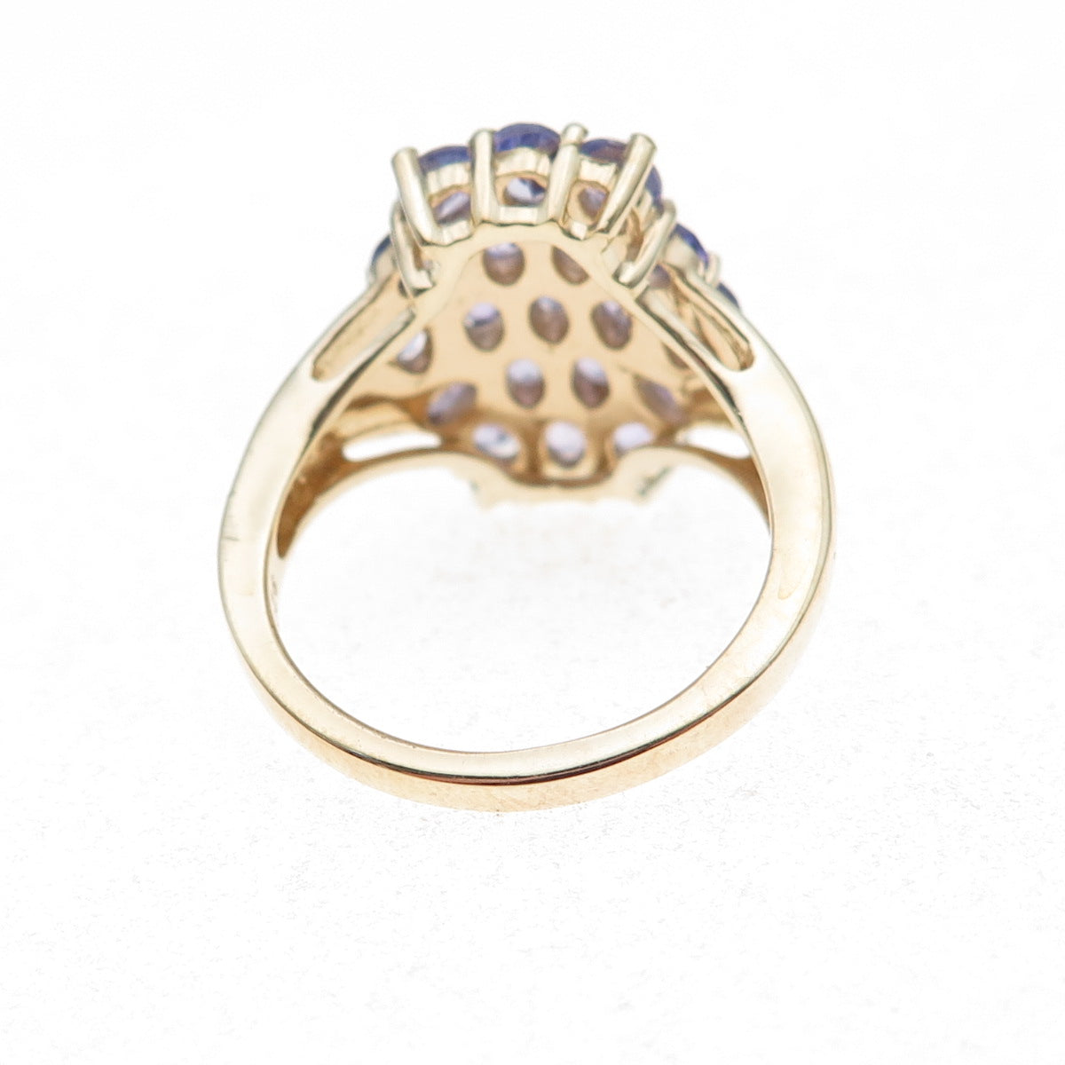 925 Sterling Silver Gold Plated Real Oval-Cut Tanzanite Cluster Ring Size 8