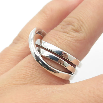 925 Sterling Silver Vintage Striped Ring Size 7