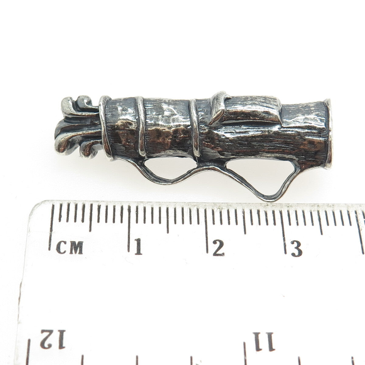 925 Sterling Silver Vintage Golf Club Oxidized Pin Brooch