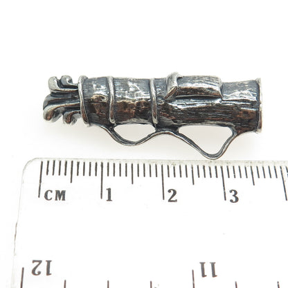 925 Sterling Silver Vintage Golf Club Oxidized Pin Brooch