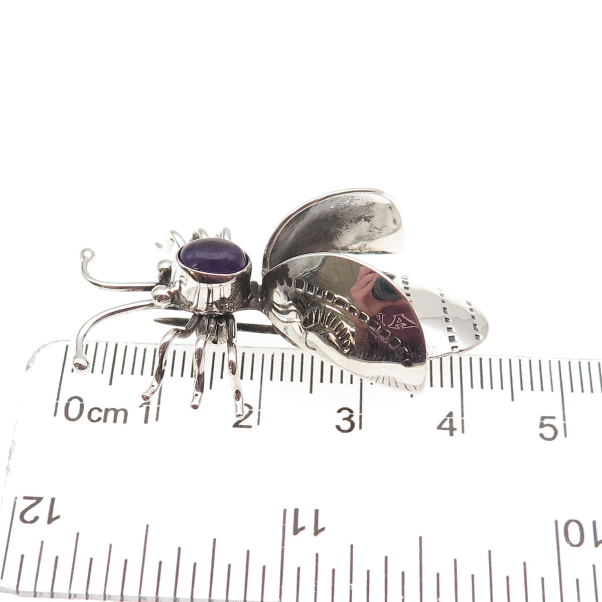 Edison Largo Navajo Old Pawn 925 Sterling Silver Vintage Amethyst Bee Pin Brooch