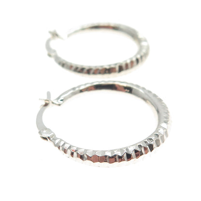 HANIN 925 Sterling Silver Textured Hinged Hoop Earrings