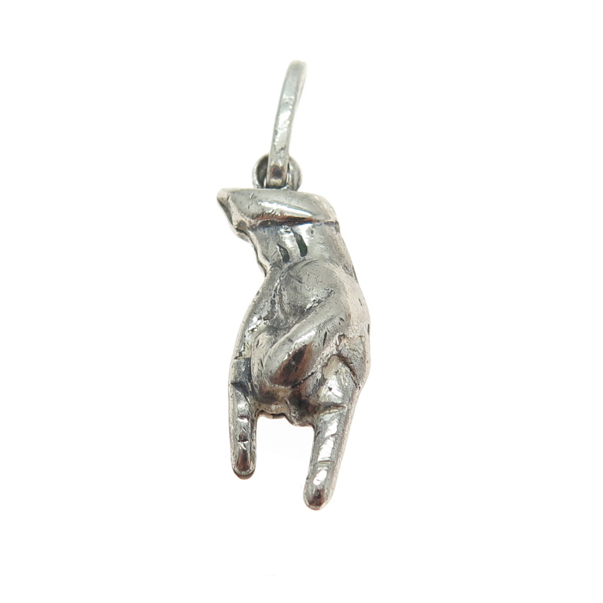 925 Sterling Silver Vintage Rock Hand 3D Pendant