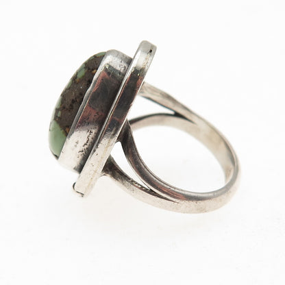 Old Pawn Sterling Silver Vintage Southwestern Peacock Turquoise Ring Size 4.5