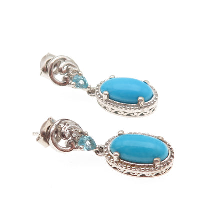 Chuck Clemency 925 Sterling Silver Real Turquoise Apatite & White Topaz Earrings