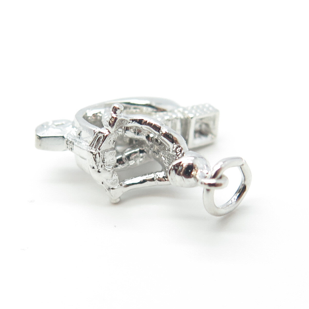 925 Sterling Silver Vintage Bermuda Man On A Motor Scooter Charm Pendant