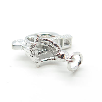 925 Sterling Silver Vintage Bermuda Man On A Motor Scooter Charm Pendant