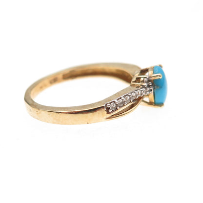 Chuck Clemency 925 Sterling Silver Gold Plated Real Turquoise Topaz Ring Size 8