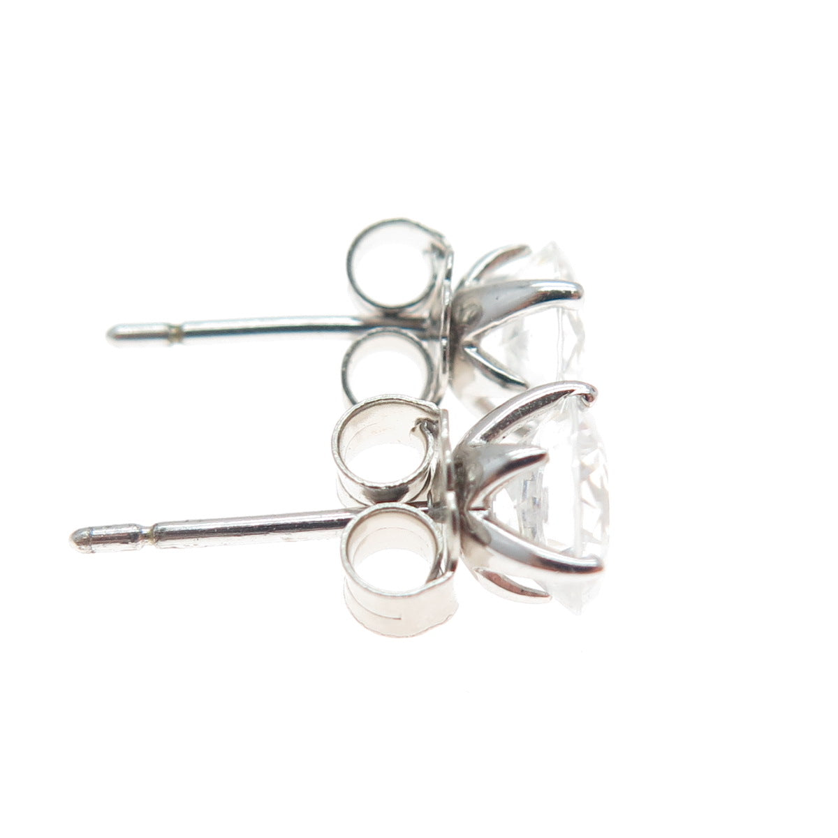 925 Sterling Silver Round-Cut C Z Stud Earrings