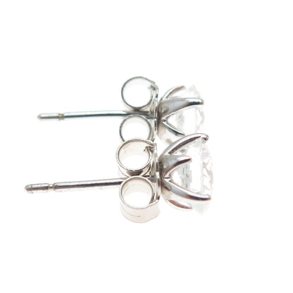 925 Sterling Silver Round-Cut C Z Stud Earrings
