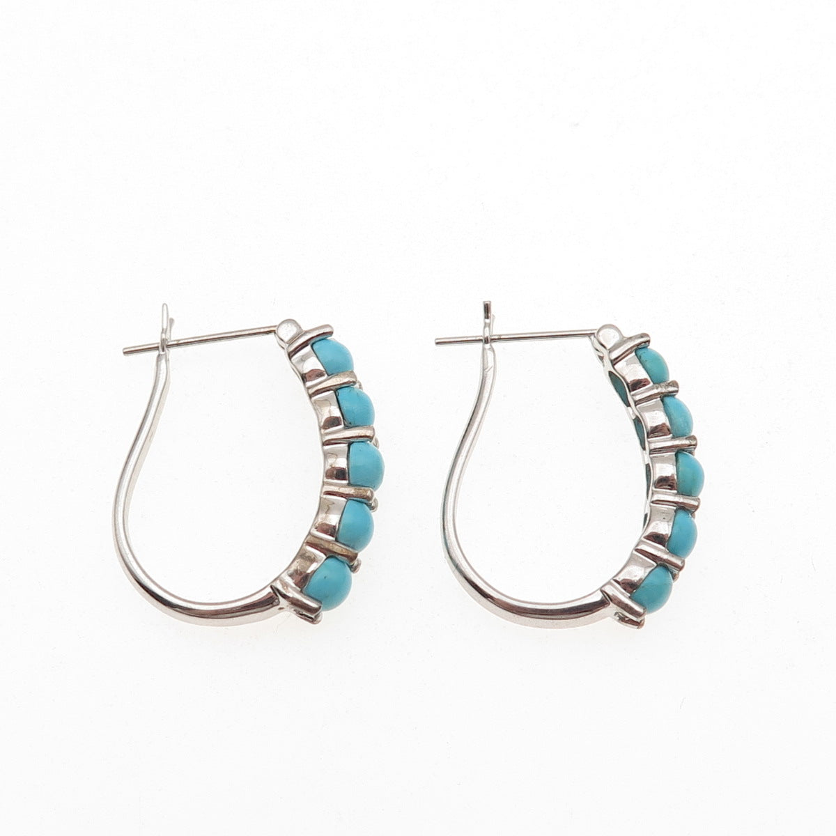 925 Sterling Silver Real Sleeping Beauty Turquoise Earrings