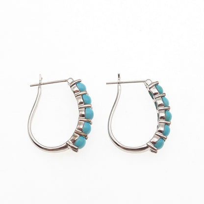 925 Sterling Silver Real Sleeping Beauty Turquoise Earrings