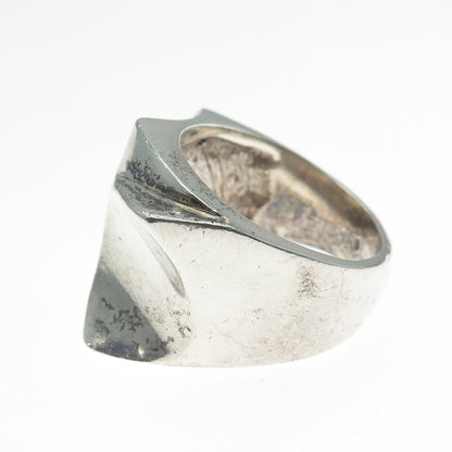 925 Sterling Silver Vintage Modernist Oxidized Ring Size 8.75