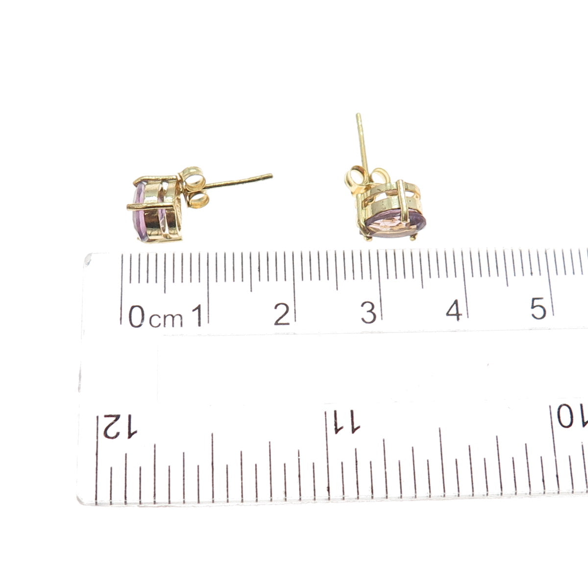 925 Sterling Silver Gold Plated Real Pear-Cut Amethyst Stud Earrings