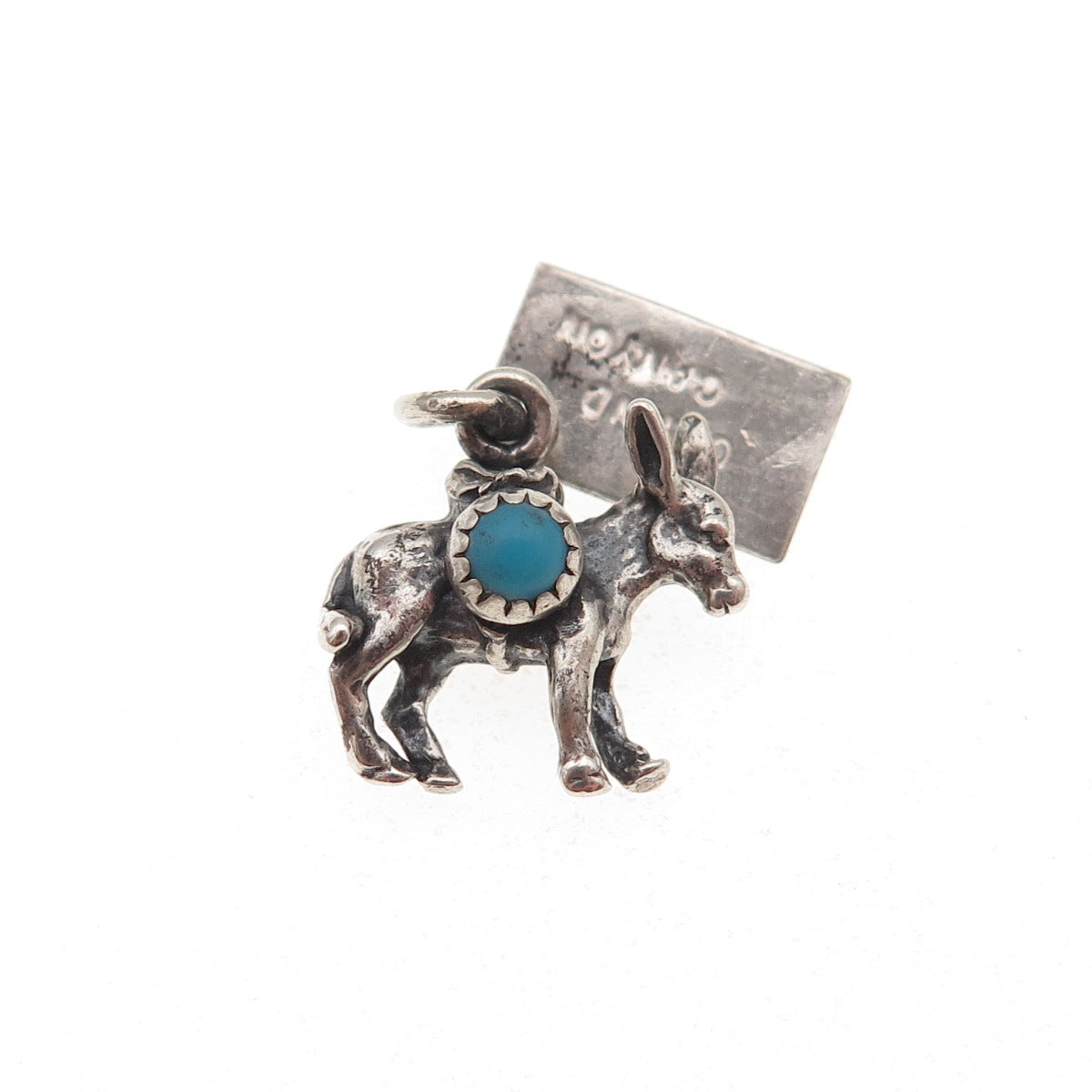 Bell Trading Post Old Pawn 925 Sterling Vintage Turquoise Donkey Charm Pendant