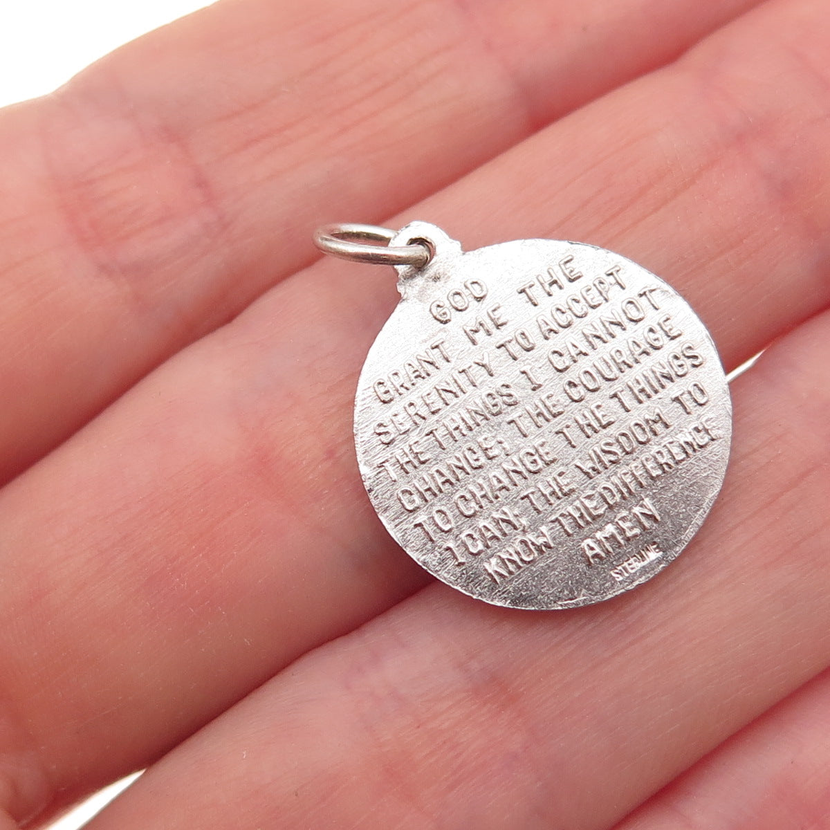 925 Sterling Silver Vintage Praying Hands Religious Charm Pendant